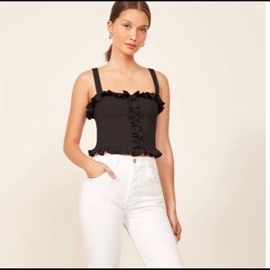REFORMATION Trixie Black Crop Top